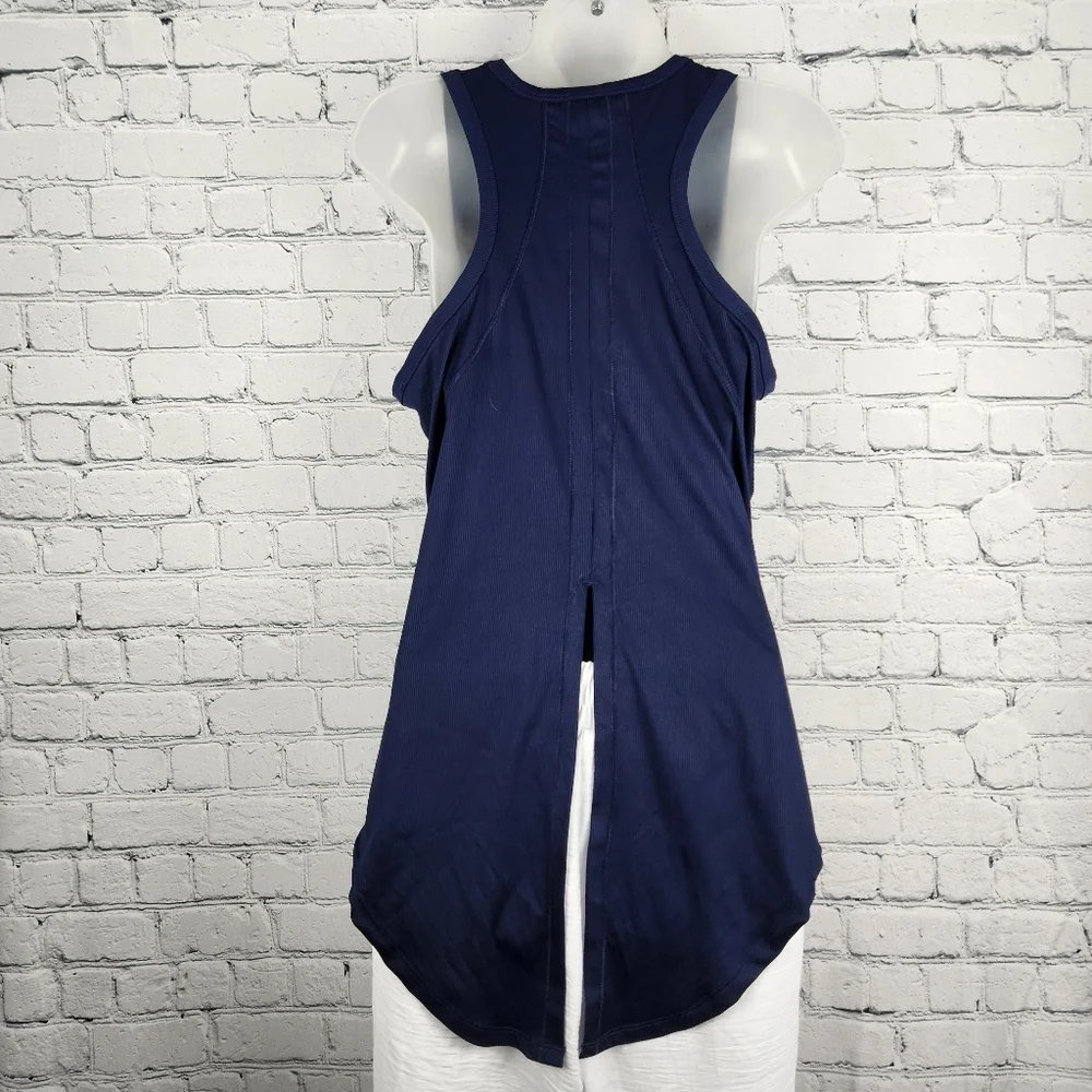 Apana Size M Navy Split Back Tank Top - Picture 2 of 3